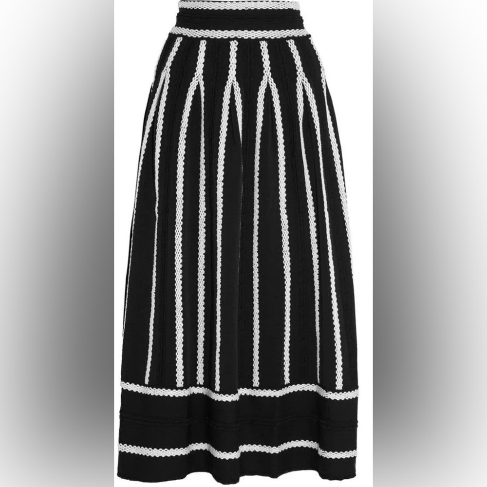 MAJE Jamais Embroidered Stretch Jacquard Knit Skirt